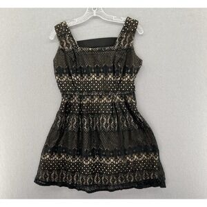 Fishbowl Womens Dress Black Nude Lace Sleeveless Square Neck Party A-line Medium